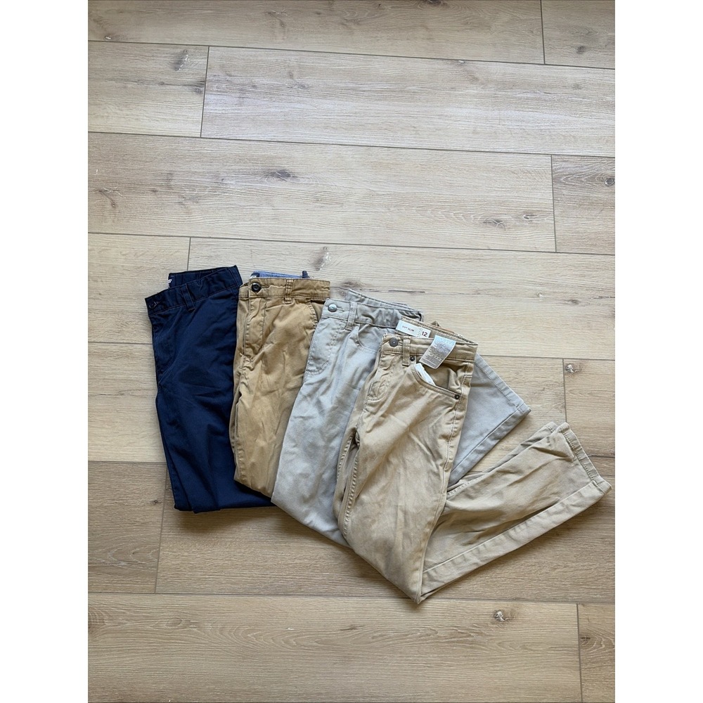 LOT of 4 SIZE 12 Boys Chino Pants Carhartt-landsend-Oshkosh-Levi Various Colors